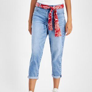 NWT Nautica Jeans Women's Belted Straight-Leg Capri Jeans